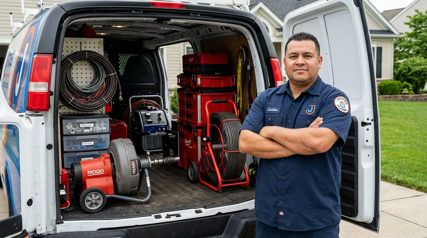 Professional drain cleaning equipment and Johns Plumbing LLC plumber in Lawrenceburg