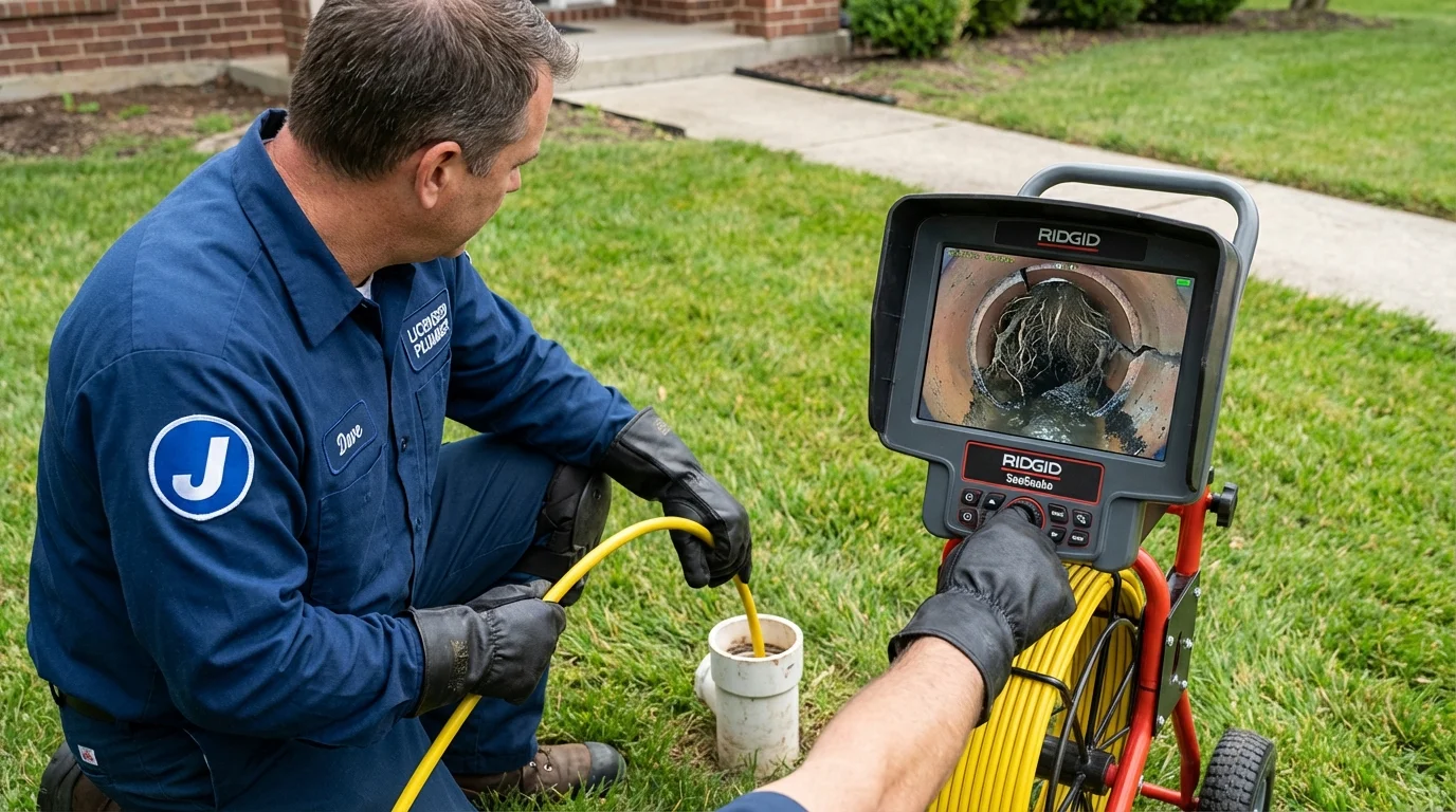 Sewer camera inspection being performed by Johns Plumbing LLC in Lawrenceburg